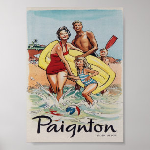 Paignton United Kingdom Vintage resor Poster