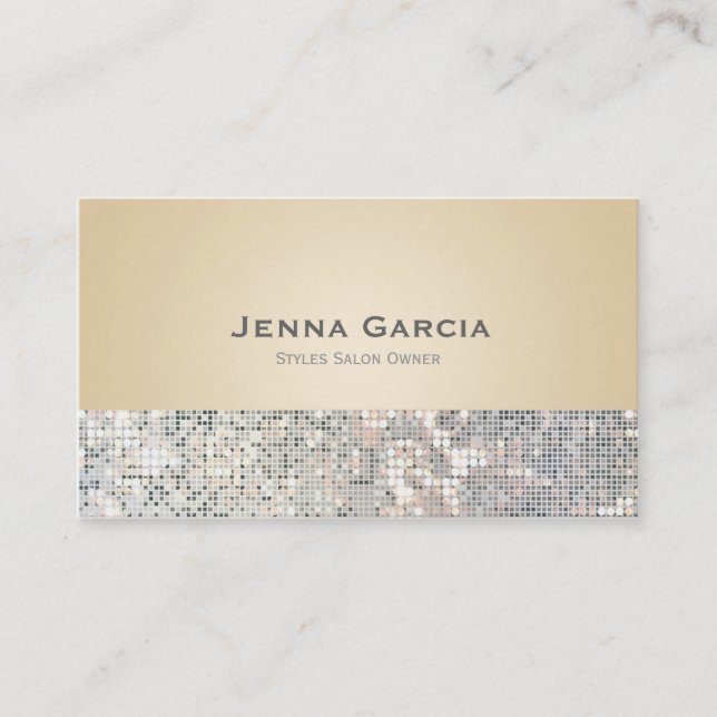 Paillett Glam Tan Beige Glittrig Visitenkort Visitkort (Framsida)