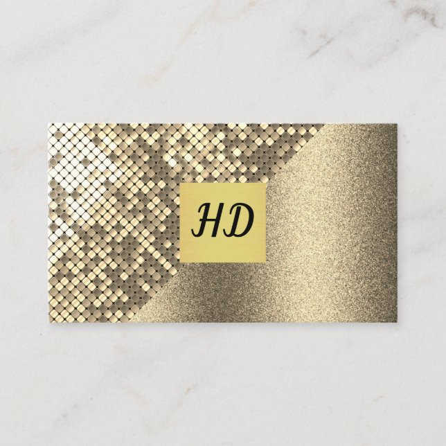 Paillett och glitter / Guld Lux Visitkort (Framsida)