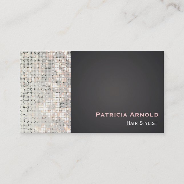 Pailletter Glitter Glam Glitzy Svart Visitkort (Framsida)