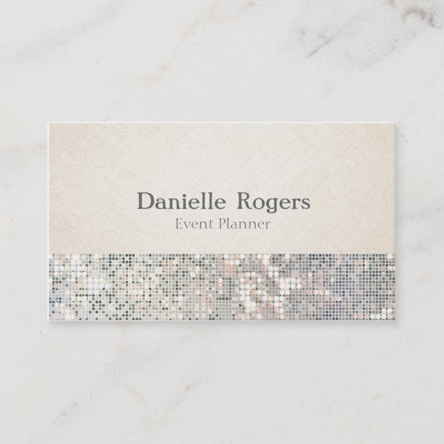 Paillettes Glitter Glam Glitzy Linne Visitenkort Visitkort (Framsida)