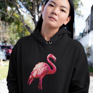 Pailletttryckt tropisk flamingotröja för kvinnor t shirt