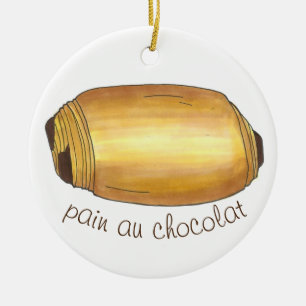 Pain Au Chocolat Croissant Pastry Chef Bakery Julgransprydnad Keramik