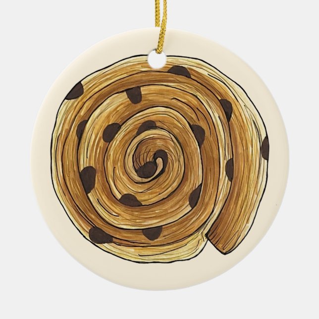 Pain Aux Raisins Fransk Patisserie Bakery Food Julgransprydnad Keramik (Framsidan)