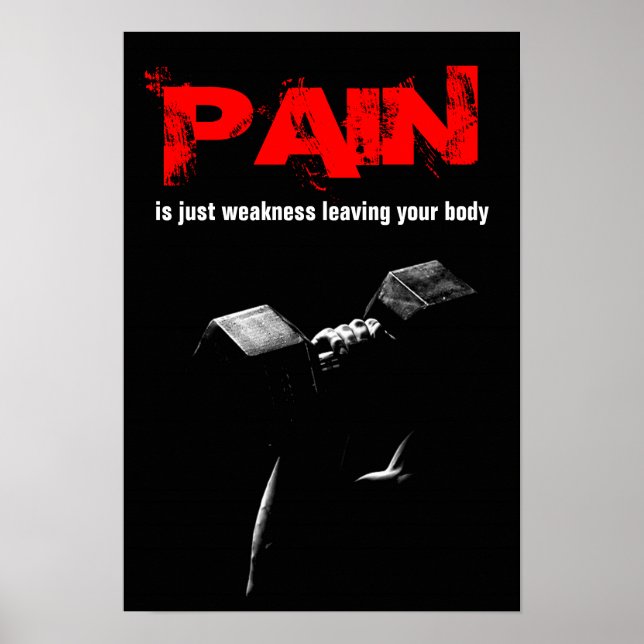 Pain Bodybuilding Fitness inspirational Dumbell Poster (Framsidan)