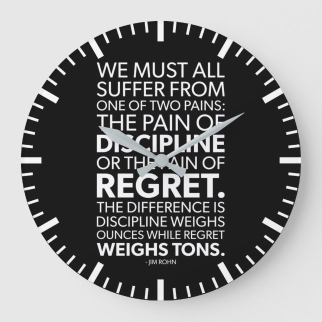 Pain Of Discipline vs Regret - Success Motivation Stor Klocka (Framsida)