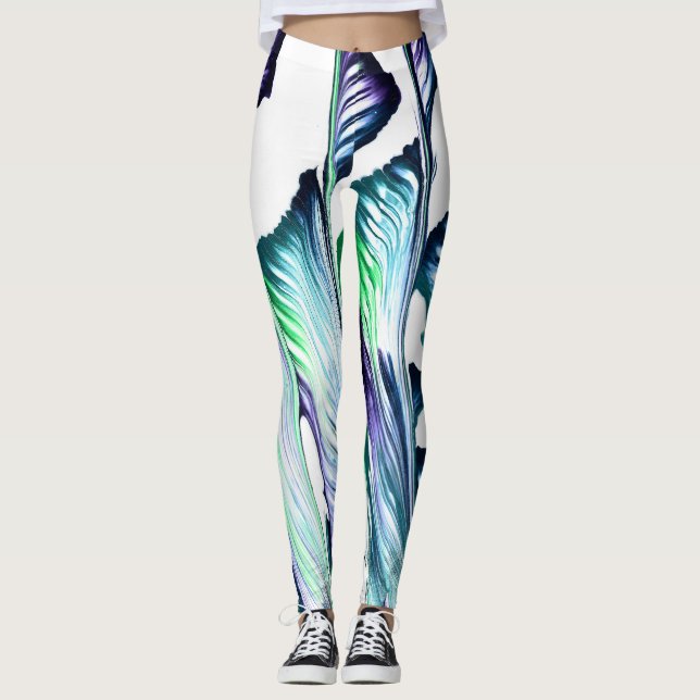 Pain Remover 1 Purple Green Abstract Leggings (Framsida)