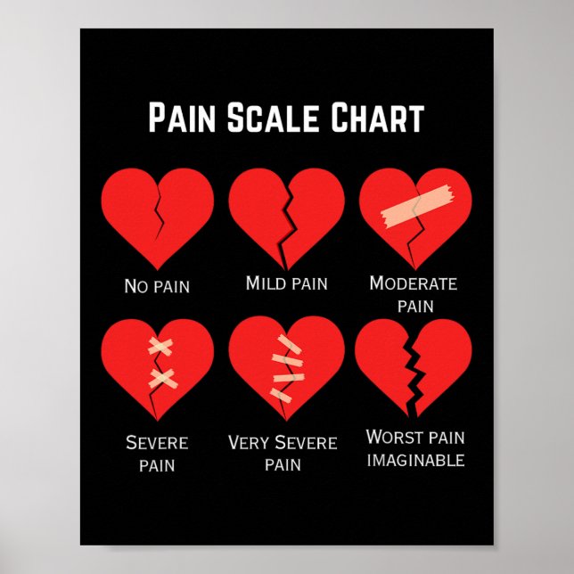 Pain Scale Chart Design For Funny Valentine's Day  Poster (Framsidan)