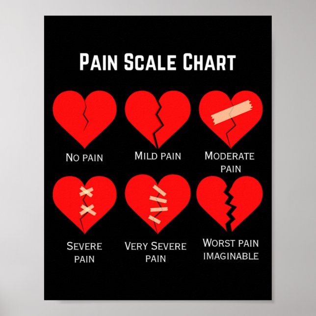 Pain Scale Chart Design For Funny Valentines Day  Poster (Framsidan)