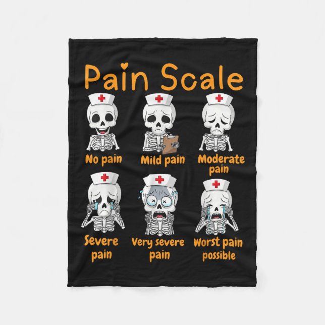 Pain Scale Cute Nurse Skeleton Halloween Trauma Fu Fleecefilt (Framsidan)
