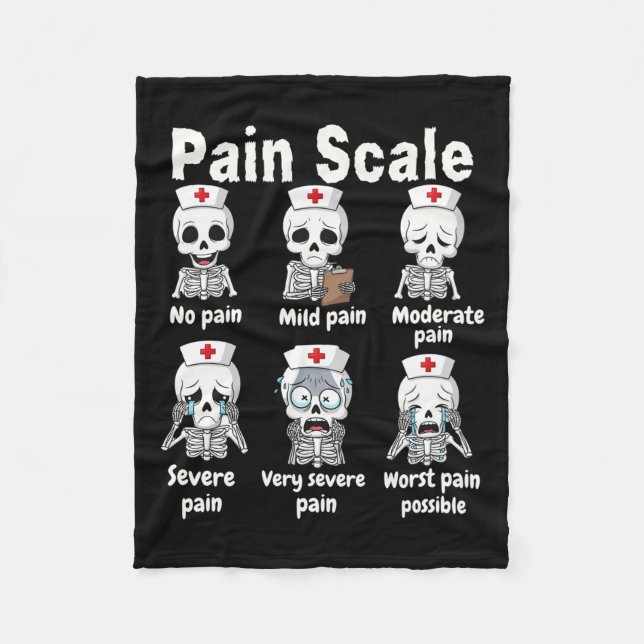 Pain Scale Cute Nurse Skeleton Halloween Trauma Fu Fleecefilt (Framsidan)