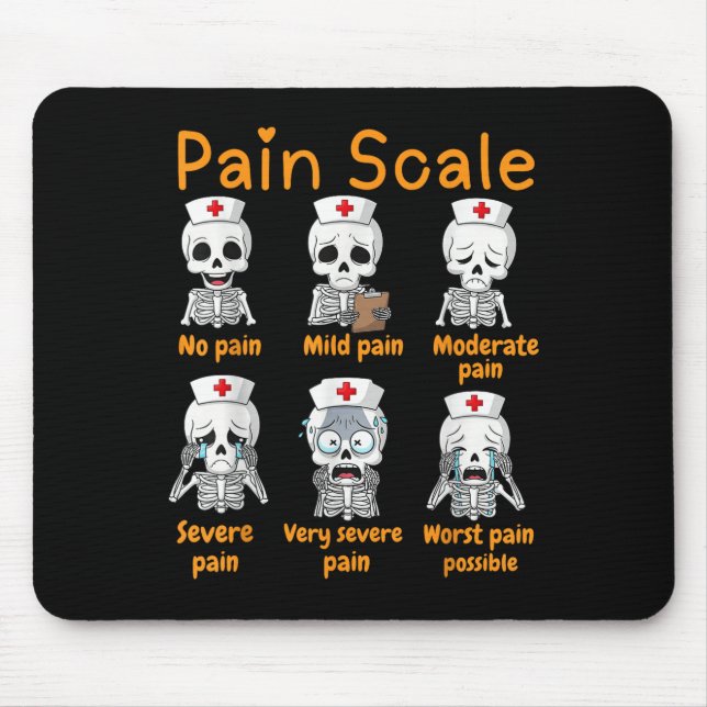 Pain Scale Cute Nurse Skeleton Halloween Trauma Fu Musmatta (Framsidan)