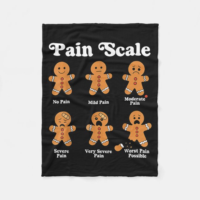 Pain Scale Funny Gingerbread Christmas Nurse Pain  Fleecefilt (Framsidan)
