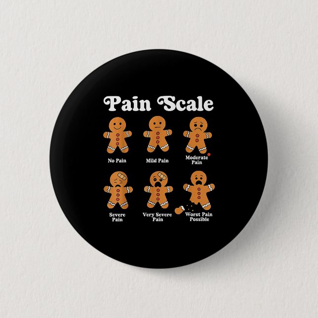 Pain Scale Funny Gingerbread Christmas Nurse Pain  Knapp (Framsida)