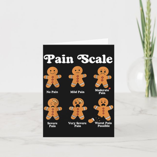 Pain Scale Funny Gingerbread Christmas Nurse Pain  Kort (Framsida)