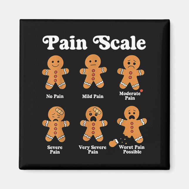 Pain Scale Funny Gingerbread Christmas Nurse Pain  Magnet (Framsidan)