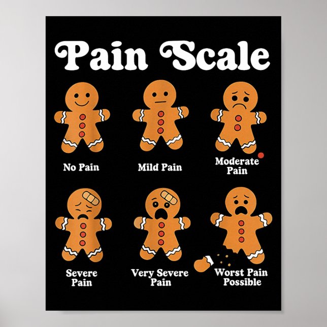 Pain Scale Funny Gingerbread Christmas Nurse Pain  Poster (Framsidan)