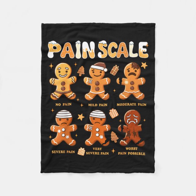 Pain Scale Funny Gingerbread Man Christmas Nurse H Fleecefilt (Framsidan)