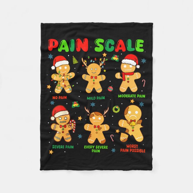 Pain Scale Funny Gingerbread Man Christmas Nurse H Fleecefilt (Framsidan)
