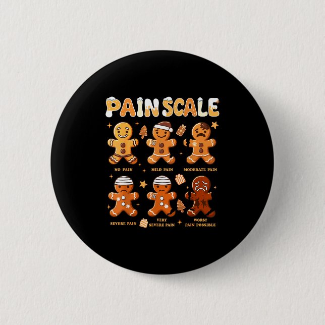 Pain Scale Funny Gingerbread Man Christmas Nurse H Knapp (Framsida)