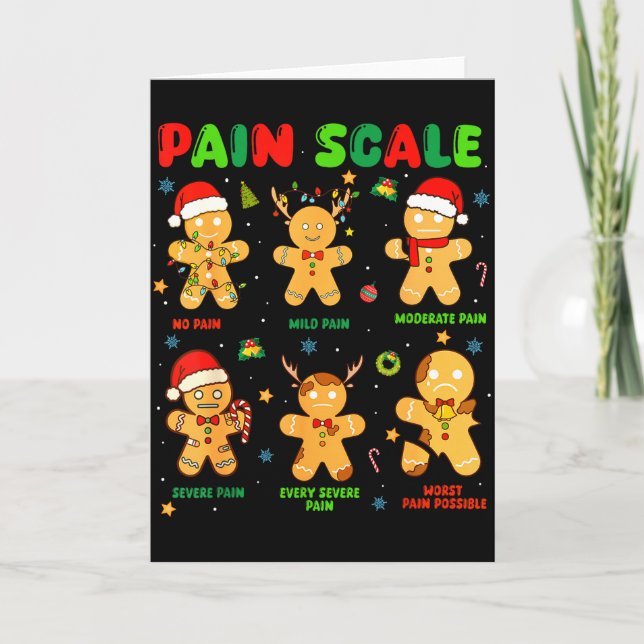 Pain Scale Funny Gingerbread Man Christmas Nurse H Kort (Framsida)