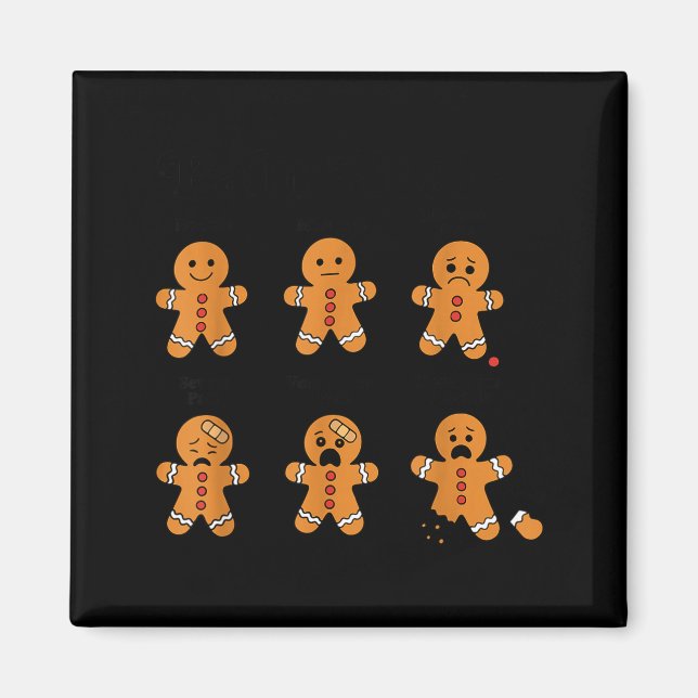Pain Scale Funny Gingerbread Man Christmas Nurse H Magnet (Framsidan)