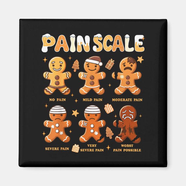 Pain Scale Funny Gingerbread Man Christmas Nurse H Magnet (Framsidan)