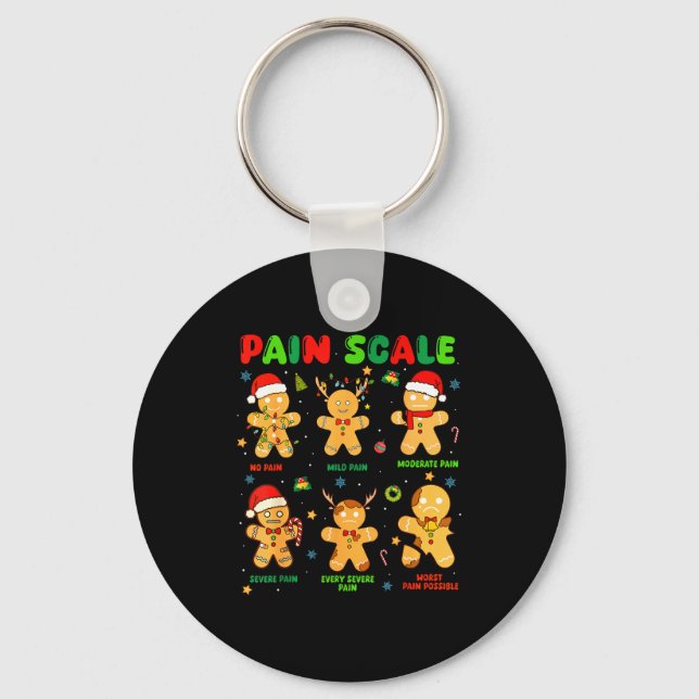 Pain Scale Funny Gingerbread Man Christmas Nurse H Nyckelring (Framsida)