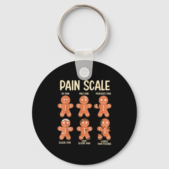Pain Scale Funny Gingerbread Man Christmas Nurse H Nyckelring (Framsida)