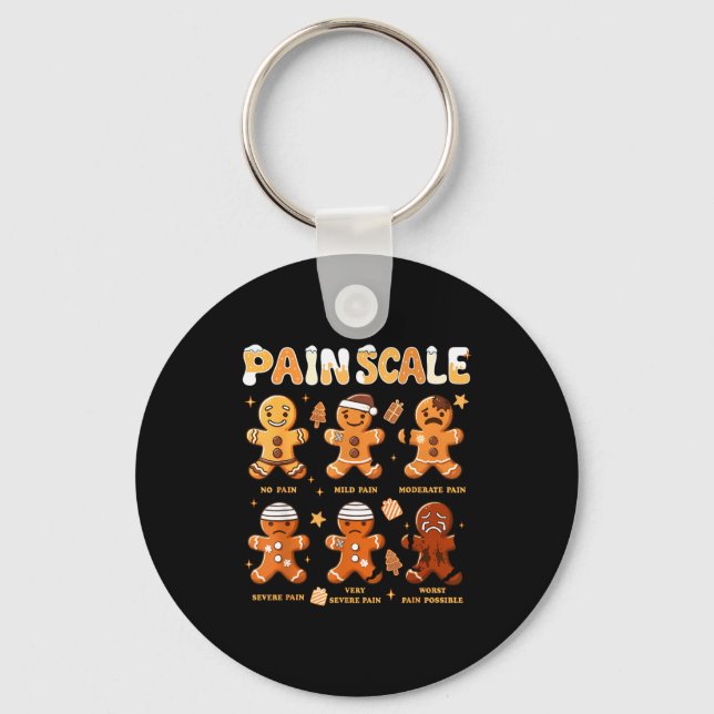Pain Scale Funny Gingerbread Man Christmas Nurse H Nyckelring (Framsida)