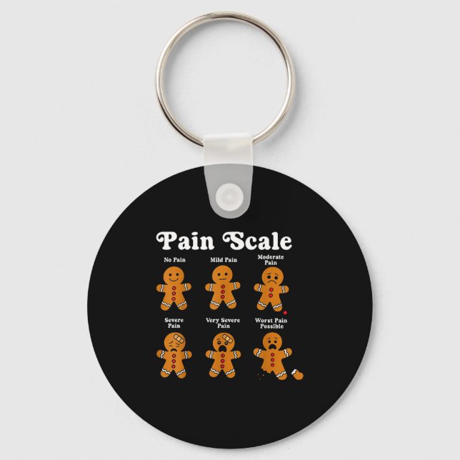 Pain Scale Funny Gingerbread Man Christmas Nurse H Nyckelring (Framsida)