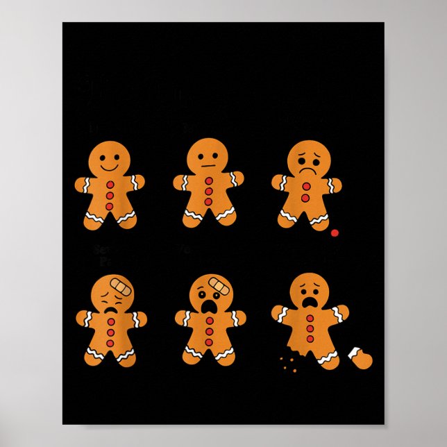 Pain Scale Funny Gingerbread Man Christmas Nurse H Poster (Framsidan)