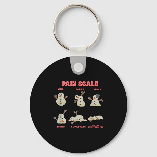 Pain Scale Funny Melting Snowman Christmas  Nyckelring (Framsida)