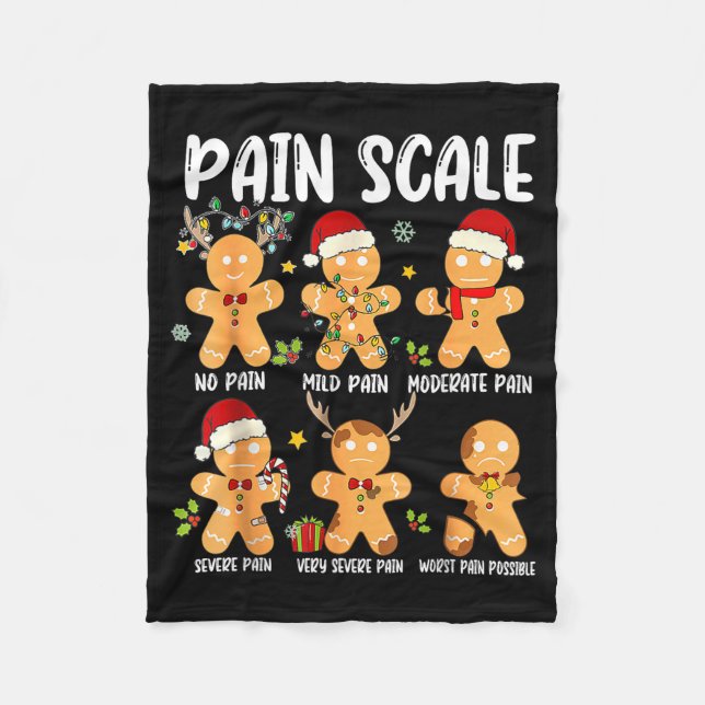 Pain Scale Gingerbread Trauma Nurse Christmas Nurs Fleecefilt (Framsidan)
