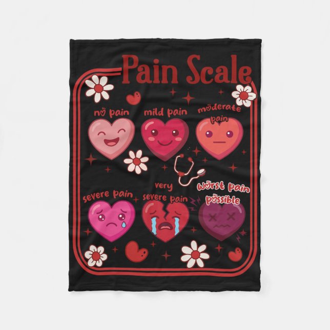Pain Scale Heart Candy Trauma Nurse Triage Valenti Fleecefilt (Framsidan)