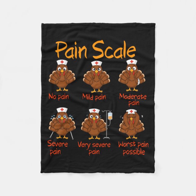 Pain Scale Nurse Turkey Thanksgiving Trauma Funny  Fleecefilt (Framsidan)