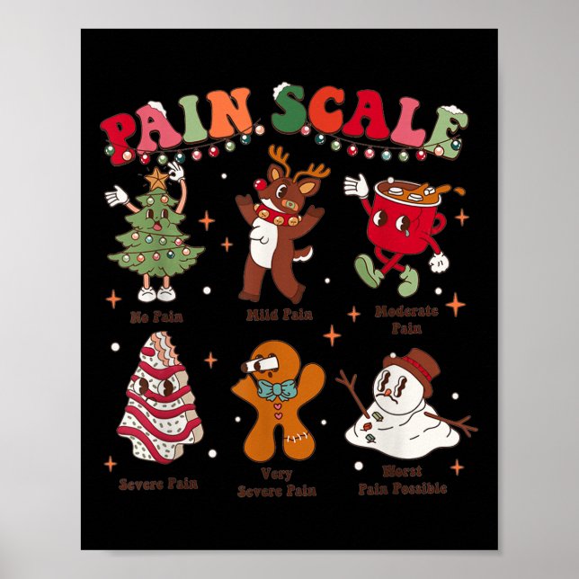 Pain Scale Retro Christmas Nurse Triage And Pain E Poster (Framsidan)