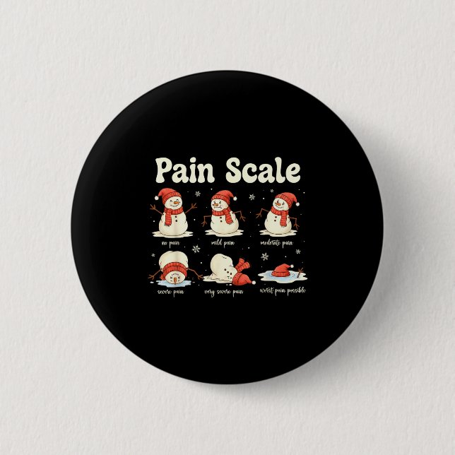 Pain Scale Snowman Funny Nurse Christmas Icu Nurse Knapp (Framsida)