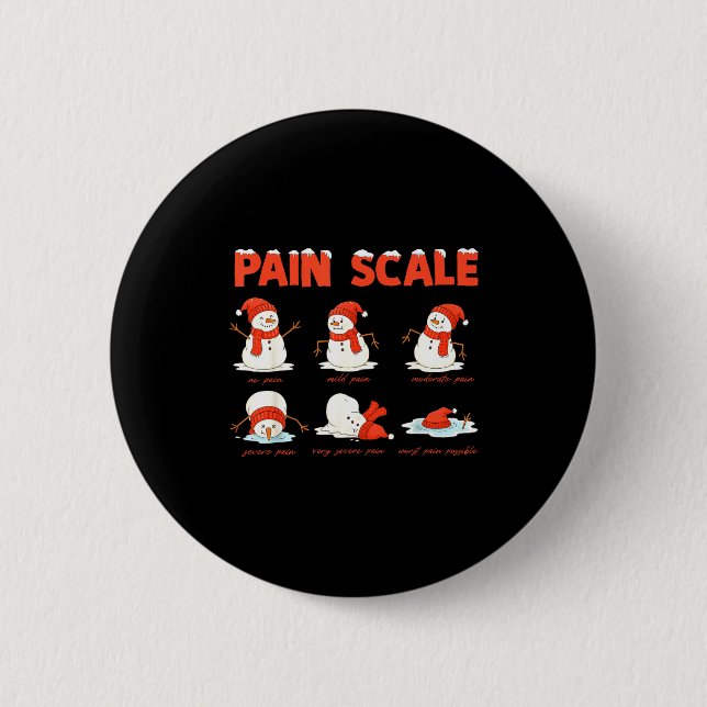 Pain Scale Snowman Funny Nurse Christmas Icu Nurse Knapp (Framsida)