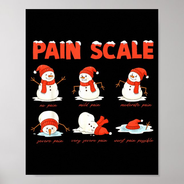 Pain Scale Snowman Funny Nurse Christmas Icu Nurse Poster (Framsidan)