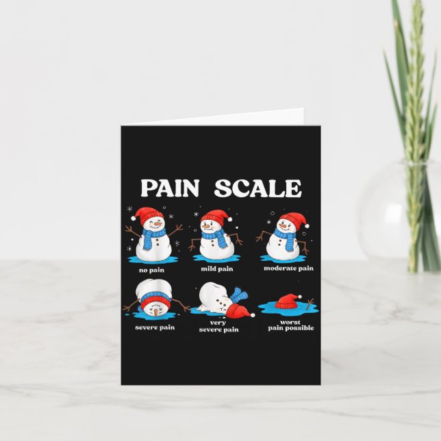 Pain Scale Snowman Funny Nurse Christmas Men Women Kort (Framsida)