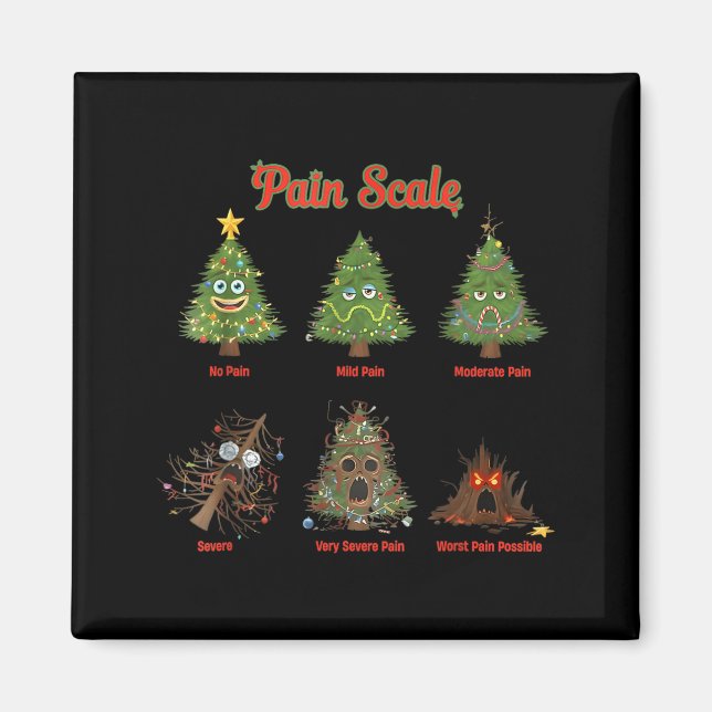 Pain Scale Snowman Nurse Christmas Tree Snow Pajam Magnet (Framsidan)