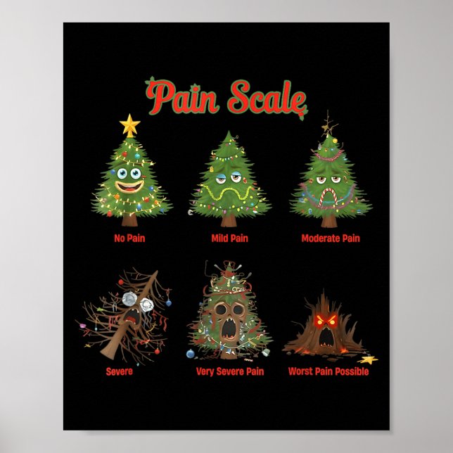 Pain Scale Snowman Nurse Christmas Tree Snow Pajam Poster (Framsidan)