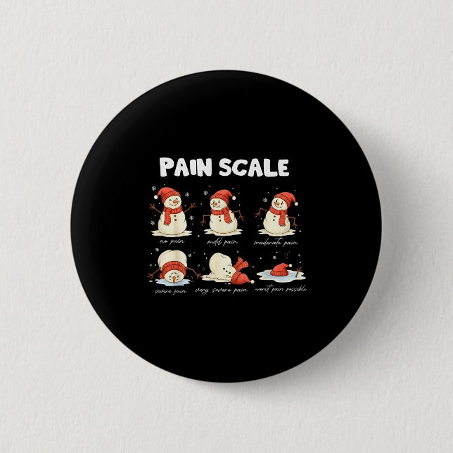 Pain Scale Snowman Nurse Christmas Xmas Snow Pajam Knapp (Framsida)