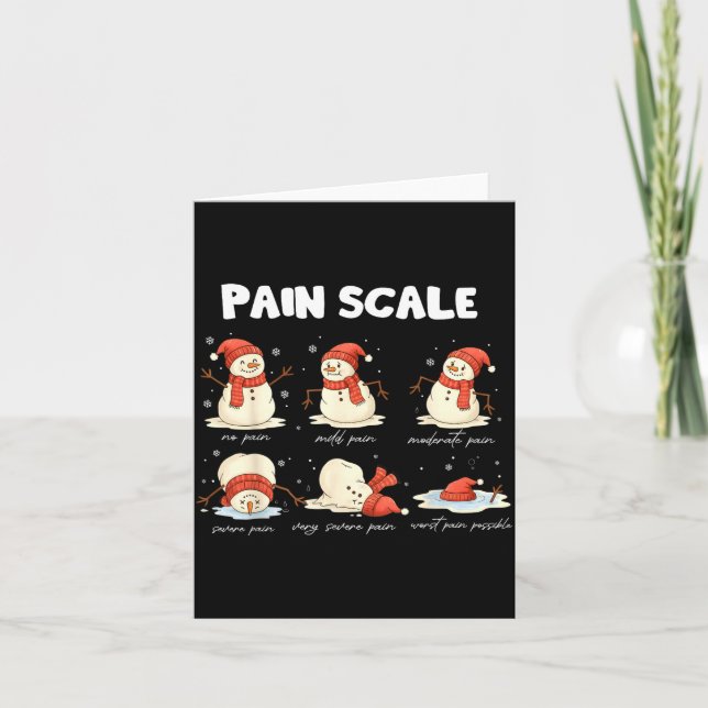 Pain Scale Snowman Nurse Christmas Xmas Snow Pajam Kort (Framsida)