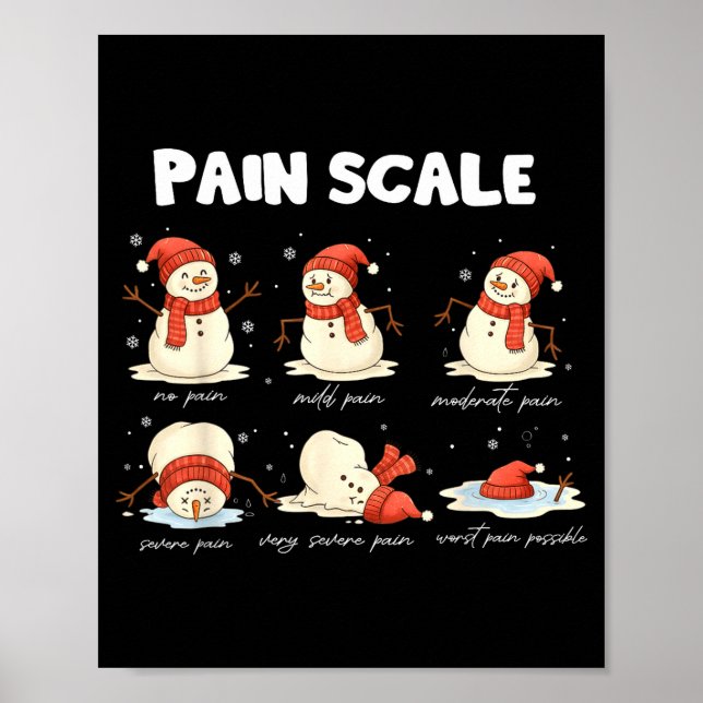 Pain Scale Snowman Nurse Christmas Xmas Snow Pajam Poster (Framsidan)