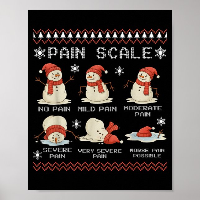 Pain Scale Snowman Pain Essment Trauma Nurse Ugly  Poster (Framsidan)