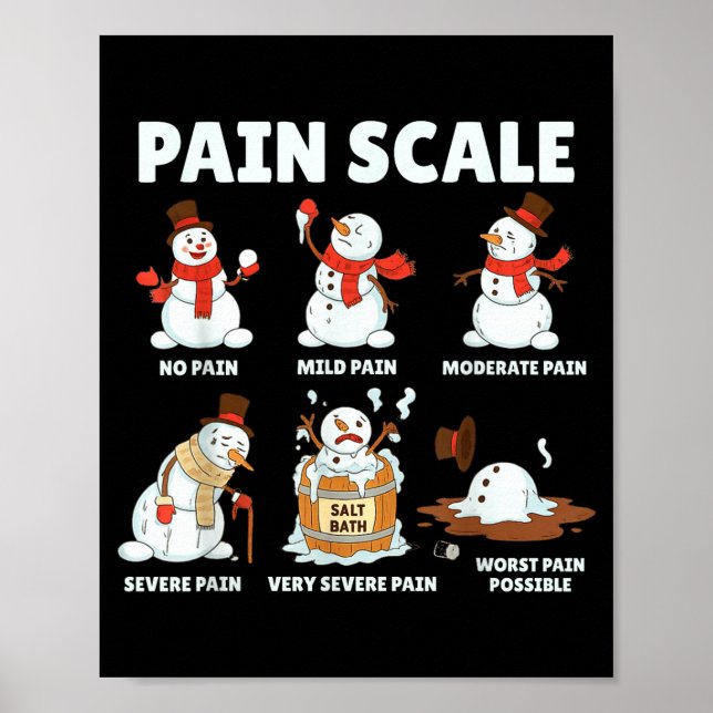 Pain Scale Snowman Xmas Funny Nurse Christmas Icu  Poster (Framsidan)