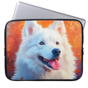 PAINERING AV EN BEAUTIFUL VITA SAMOYED HUND LAPTOP FODRAL