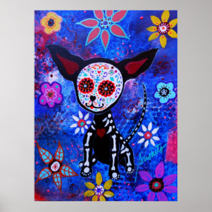 PAINERING AV MEXIKANSK CHIHUADIA DE LOS MUERTOS POSTER